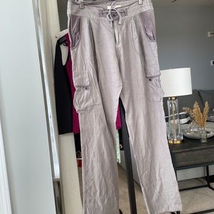 Women's Taupe Cargo Pants with Drawstring Waist